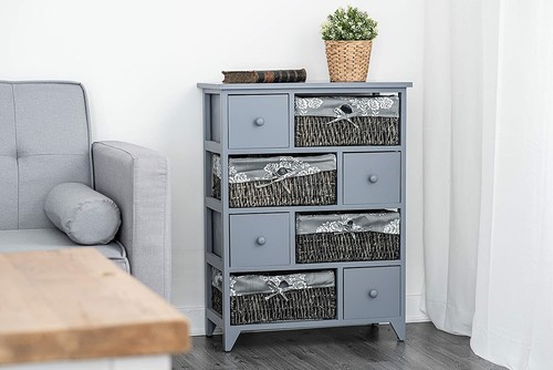 Comodino grigio cassetto chic