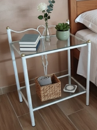 Comodino fiocco ferro - comodino, battuto