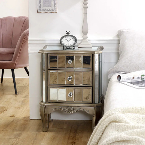 Comodino specchiato cassetti - 3,